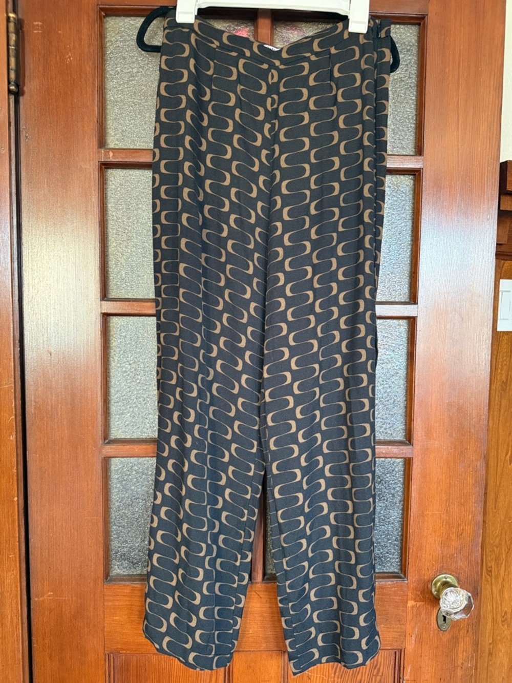 Reformation Black and Brown Wide-Leg Patterned Trousers
